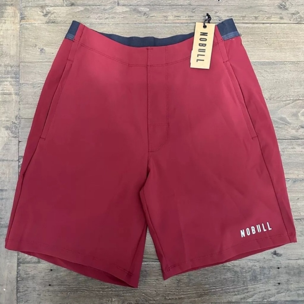 NOBULL Men's Athletic Shorts - Burgundy - Picture 2 of 8